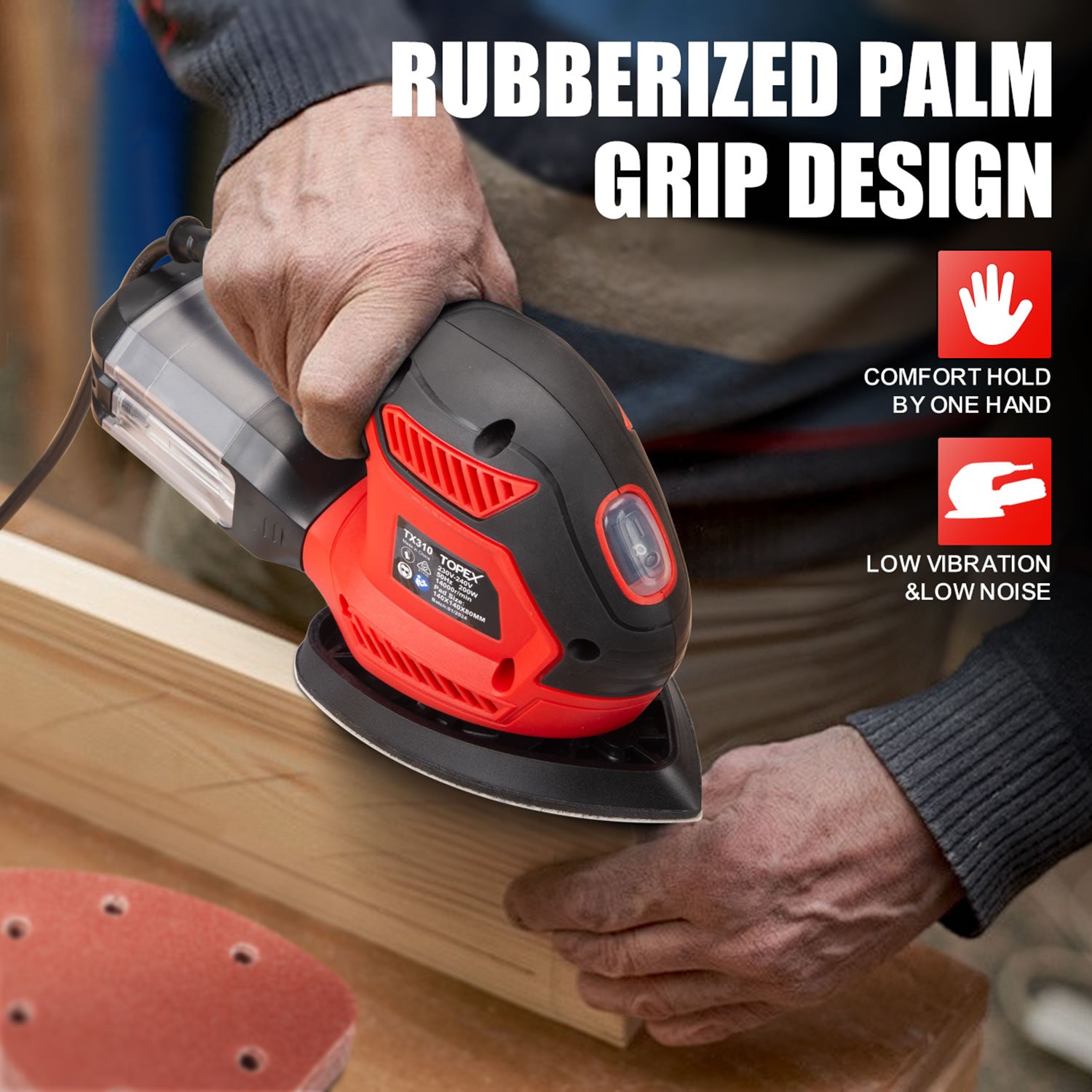 Triangular Sander TOPEX 200w Electric Detail Sander with Sandpaper Polisher&Dust Box Sma ...