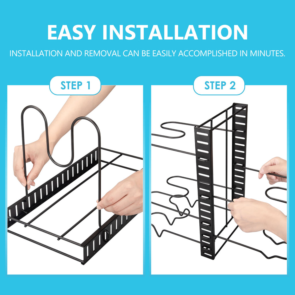 Stelive 8 Tier Dual Sided Pan Rack Pot Pan Organizer Adjustable Pan Pot Rack Pantry Organizer Holder Kitchen Pot Organizer Holder Pot Lid Organizer