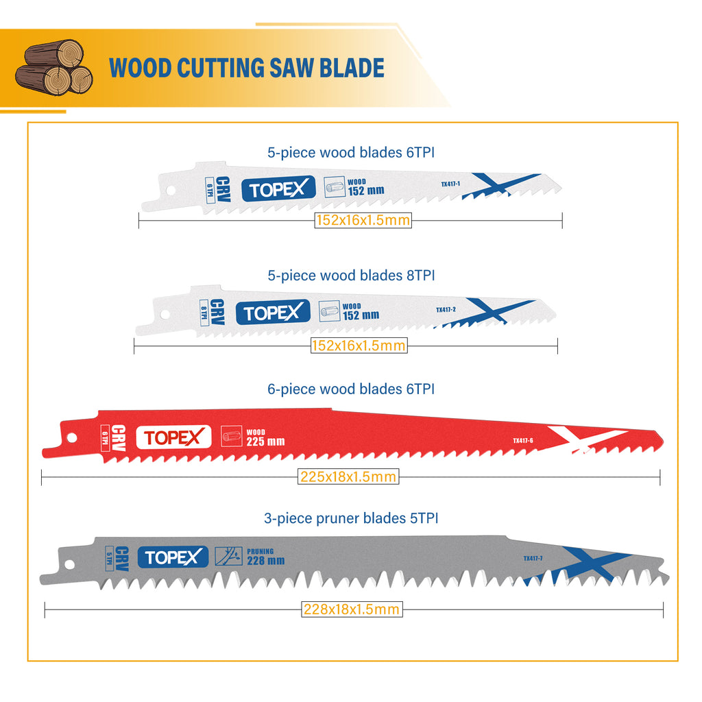 TOPEX 920W Reciprocating Saw w/ 34 Pcs Blades  Quickly Cut Depth in Wood and Metal Cutting