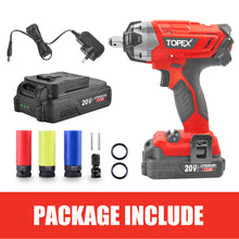 Load image into Gallery viewer, TOPEX 2 in 1 20V Cordless Impact Wrench Driver 1/2&quot; w/ Sockets Battery &amp; Charger(Two Batteries)