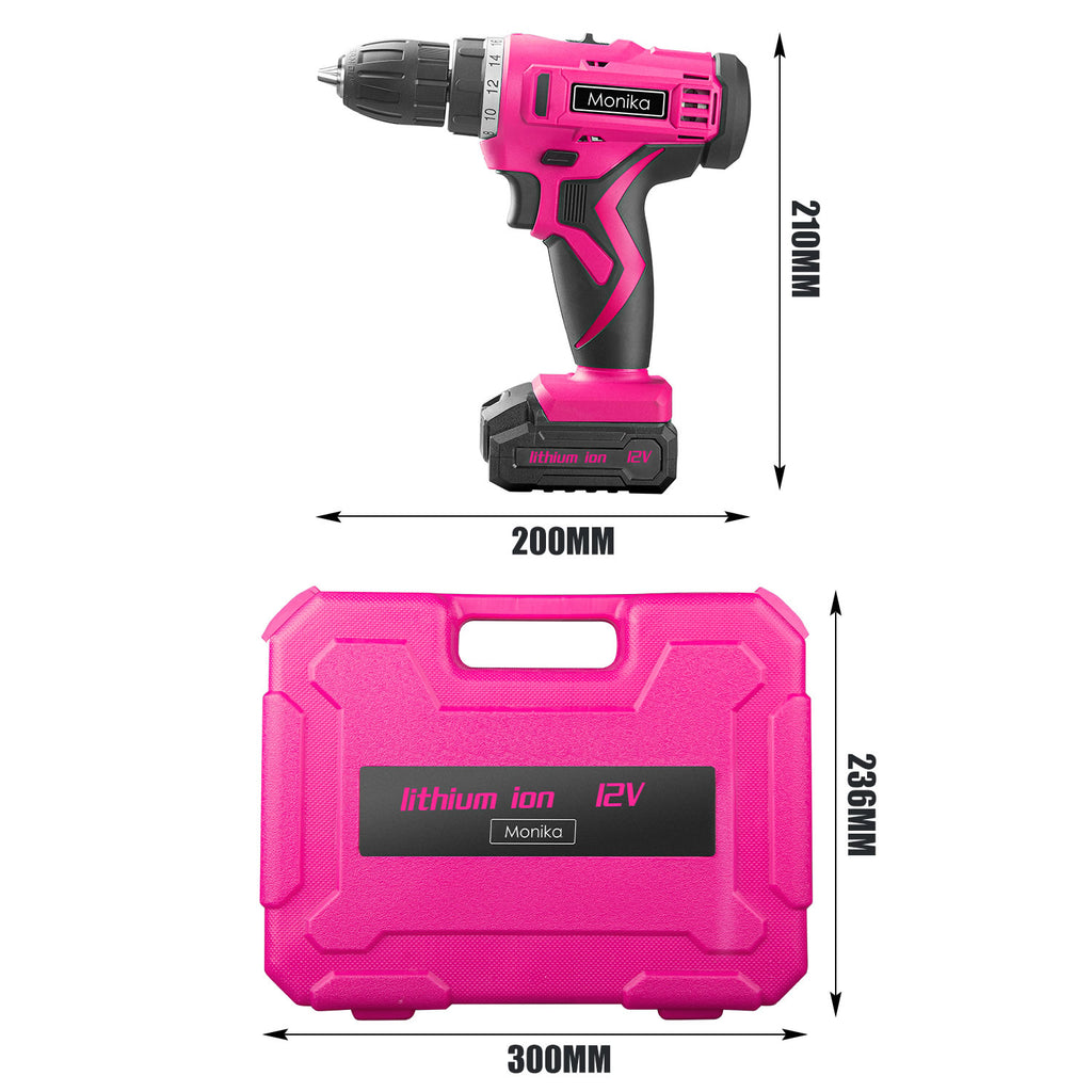 Monika 12V Pink Lithium Cordless Drill