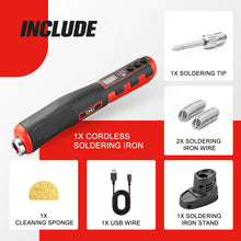 Load image into Gallery viewer, TOPEX 4V Max Cordless Soldering Iron, Cordless Soldering Iron Kit, 12 Second Quick Heat Up, with Rechargeable Lithium-Ion Battery, for Electronics