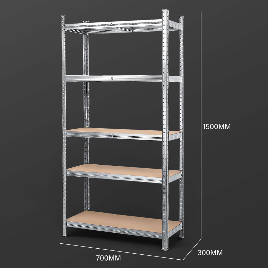 MasterSpec 5-Tier Garage Shelving 1500x700x300mm Warehouse Rack Shelf Storage Rack Garage Shelves