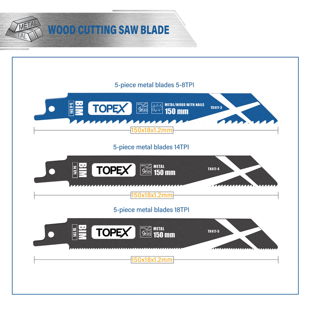 TOPEX 920W Reciprocating Saw w/ 34 Pcs Blades  Quickly Cut Depth in Wood and Metal Cutting