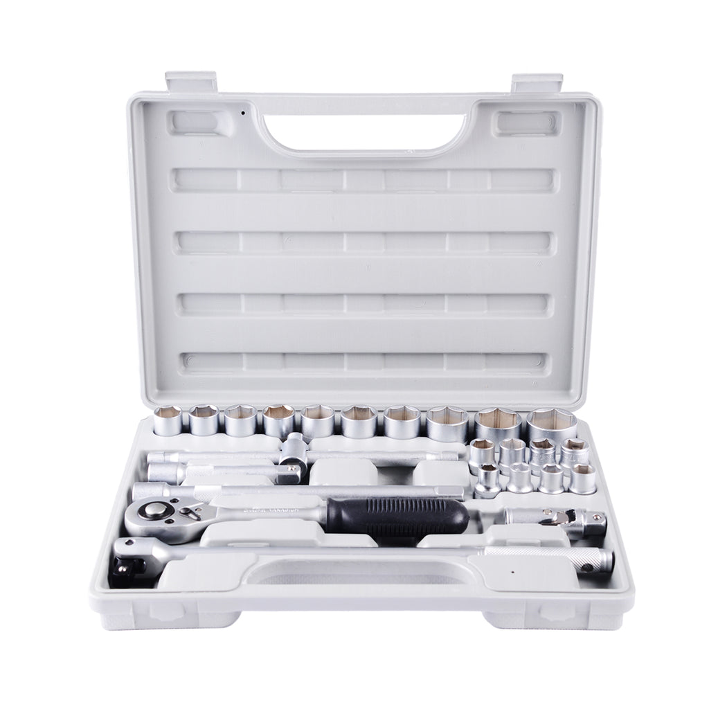 25-Piece Socket & Ratchet Spanner Set – CR-V 1/2" Drive (Metric, Large Size)