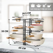 Load image into Gallery viewer, Stelive 8 Tier Dual Sided Pan Rack Pot Pan Organizer Adjustable Pan Pot Rack Pantry Organizer Holder Kitchen Pot Organizer Holder Pot Lid Organizer