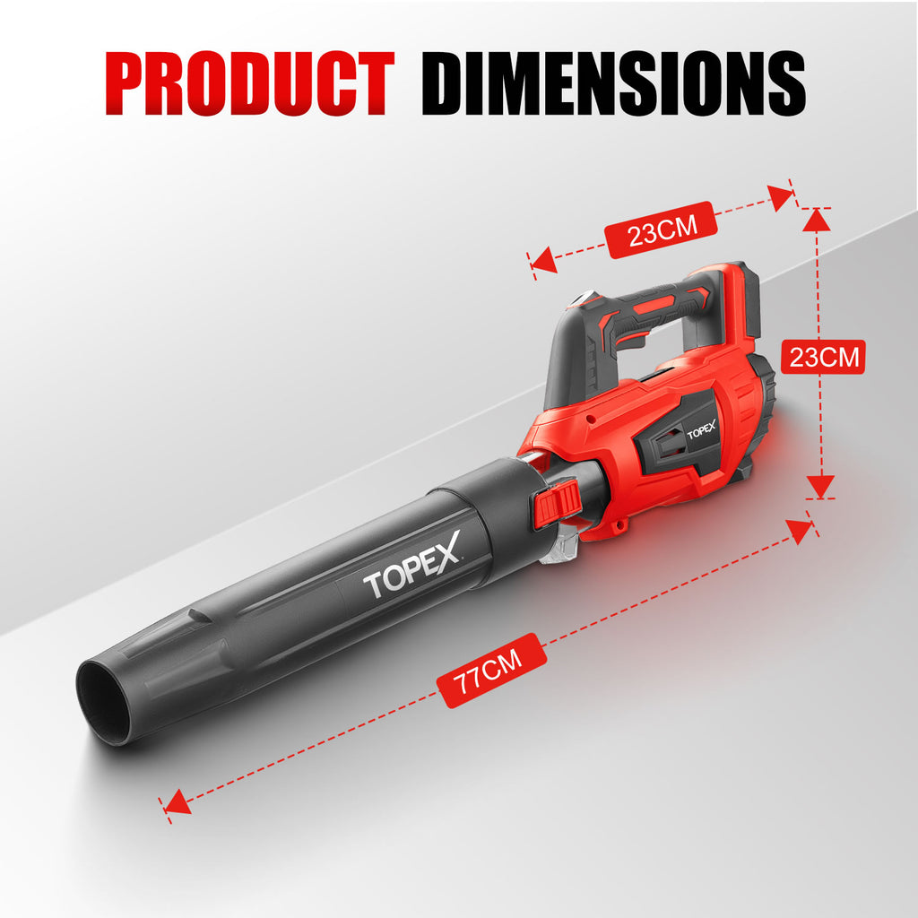TOPEX 20V MAX Cordless Leaf Blower with 2-Speed Selection, 16,000 RPM, 144km/h Multipurpose Lightweight Leaf Blower Blow with Detachable Nozzle