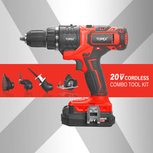 Load image into Gallery viewer, TOPEX 20V 5 IN1 Power Tool Combo Kit Cordless Drill Driver Sander Electric Saw w/ 2 Batteries &amp; Tool Bag