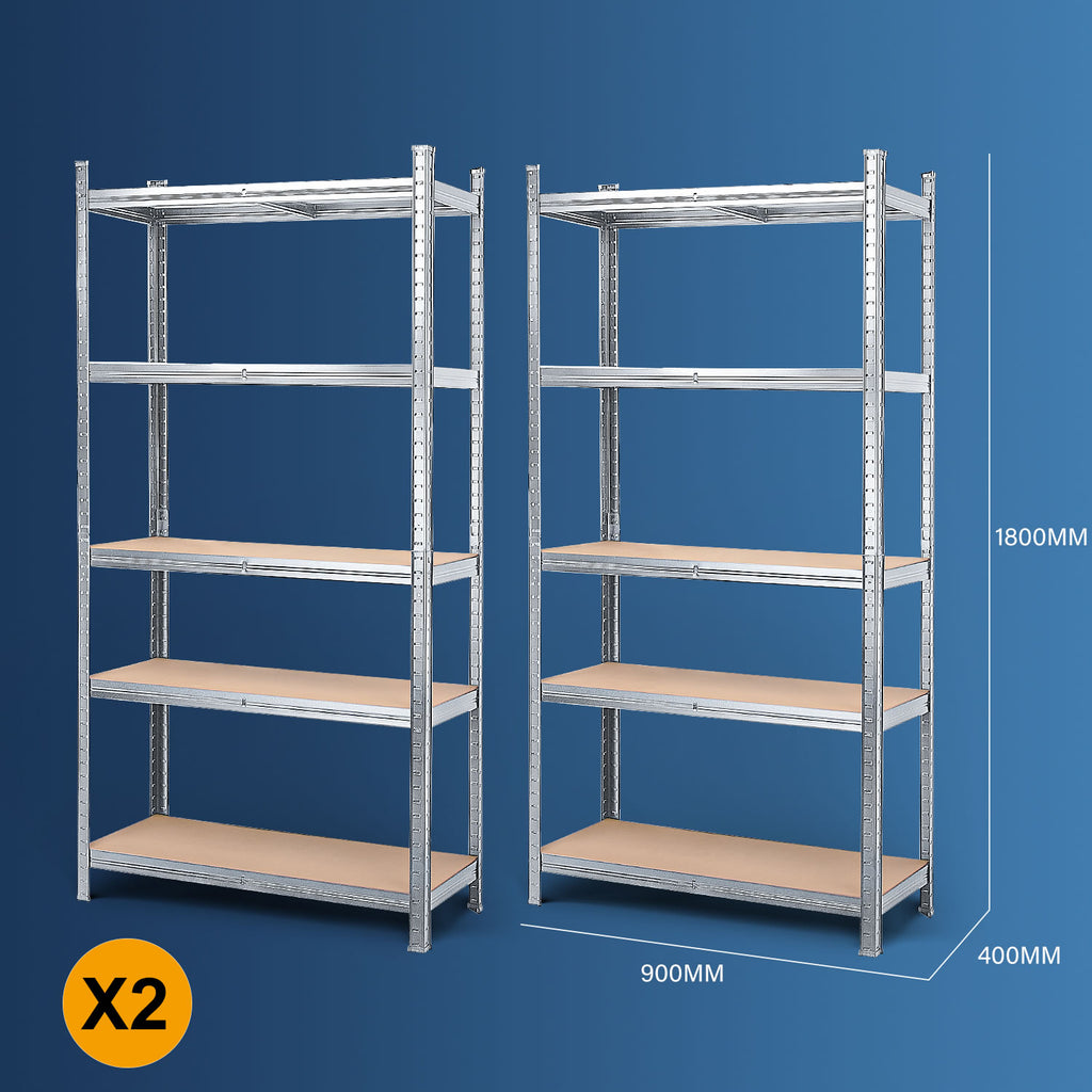 MasterSpec 2Pcs Garage Shelving Warehouse Shelf unit Storage Rack 1.8x0.9m