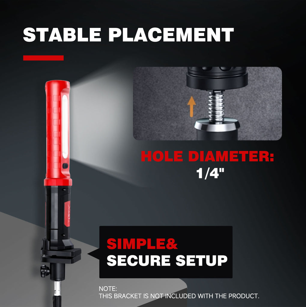 TOPEX 2 Pack Rechargeable Work Light, 2000 Lumens Magnetic LED Work Light with Hooks, 360° Rotation 3 Modes Light & 1/4" Thread for Car Repair