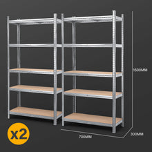 Load image into Gallery viewer, MasterSpec 2PCS 5-Tier Garage Shelving 1500x700x300mm Warehouse Rack Shelf Storage Rack Garage Shelves