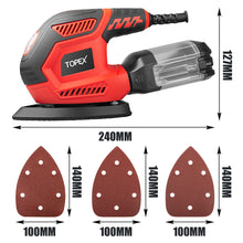 Load image into Gallery viewer, TOPEX 200w Electric Detail Sander with Sandpaper Polisher&amp;Dust Box Small Triangular Palm Sander