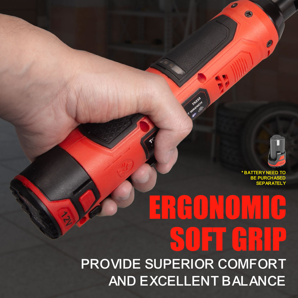 TOPEX 3/8" 12V Cordless Electric Ratchet Wrench 45NM 300RPM Variable Speed & LED Light Skin Only without Battery