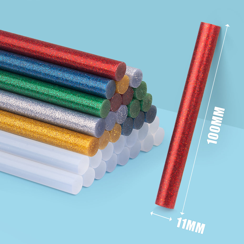 TOPEX 120pce Glue Sticks, 1.1x10cm Hot Melt Glue Stick Adhesive Craft Stick Glue Gun Various Color