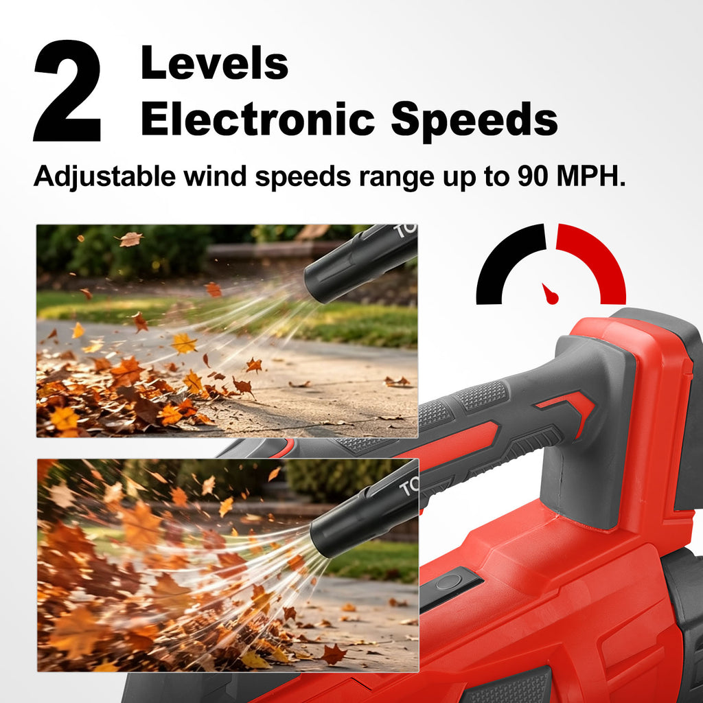 TOPEX 20V MAX Cordless Leaf Blower with 2-Speed Selection, 16,000 RPM, 144km/h Multipurpose Lightweight Leaf Blower Blow with Detachable Nozzle