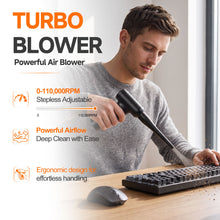 Load image into Gallery viewer, MasterSpec 8V Max Turbo Blower with 110000RPM Max Speed, 3.6kPa Suction, Rechargeable Portable Cleaner for Car, Keyboard &amp; Home