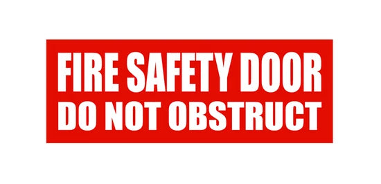 Fire Safety Door Do Not Obstruct Sign - PVC - 320mm x 120mm