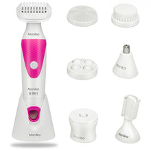 Load image into Gallery viewer, Monika 6-in-1 Electric Lady Shaver, Cordless for Woman Face/Leg/Underarm, Micro USB Portable