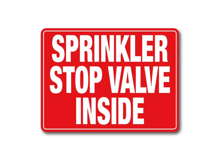 PVC Sprinkler stop valve inside location Sign