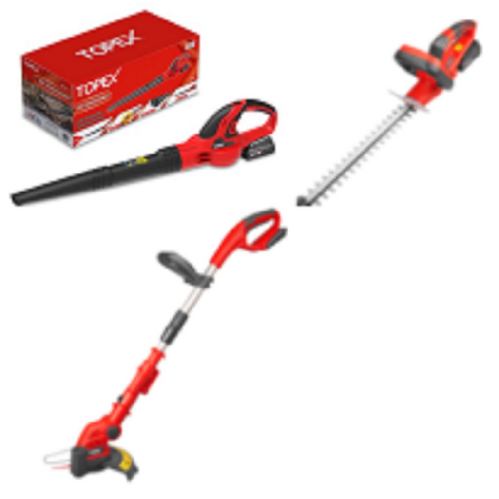 TOPEX 20V Cordless Blower Hedge Trimmer and Grass Trimmer Combo Kit w/ Battery
