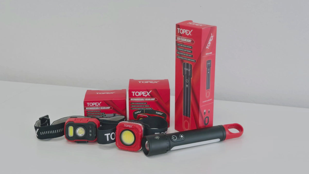 TOPEX Headlamp Rechargeable Head Torch, 1000 Lumens Waterproof LED Headlight with Red Lights, 11 Light Modes, Motion Sensor Control for Camping, Hiking, Outdoor