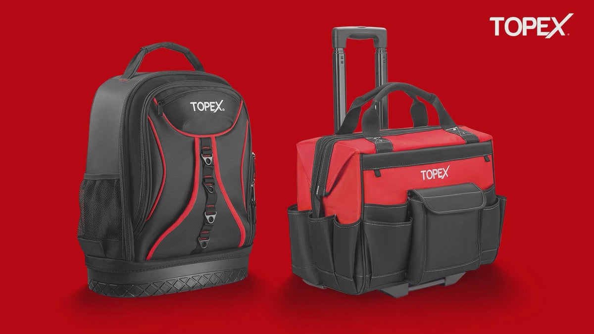 TOPEX 19 Inch Rolling Tool Bag, Tool bag with Wheels, 19 Functional Pockets Tool Organiser, Roomy Storage Tool Tote Bag with Adjustable Telescoping Handle