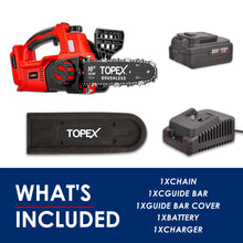 Load image into Gallery viewer, TOPEX Cordless Brushless Chainsaw Electric Saw w/ 20V 4.0AH Battery Fast Charger