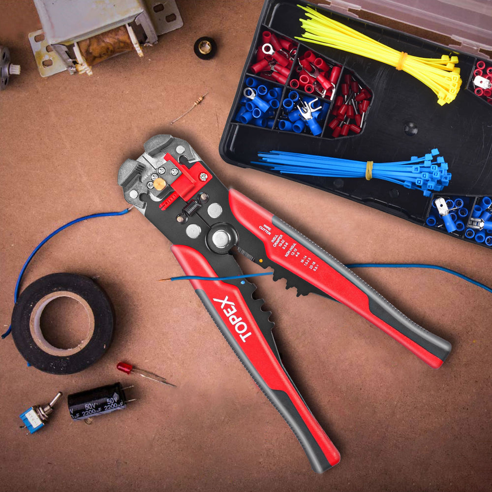 TOPEX 260-Piece Wire Stripper Self-Adjustable Crimper Plier Set Terminals Tools