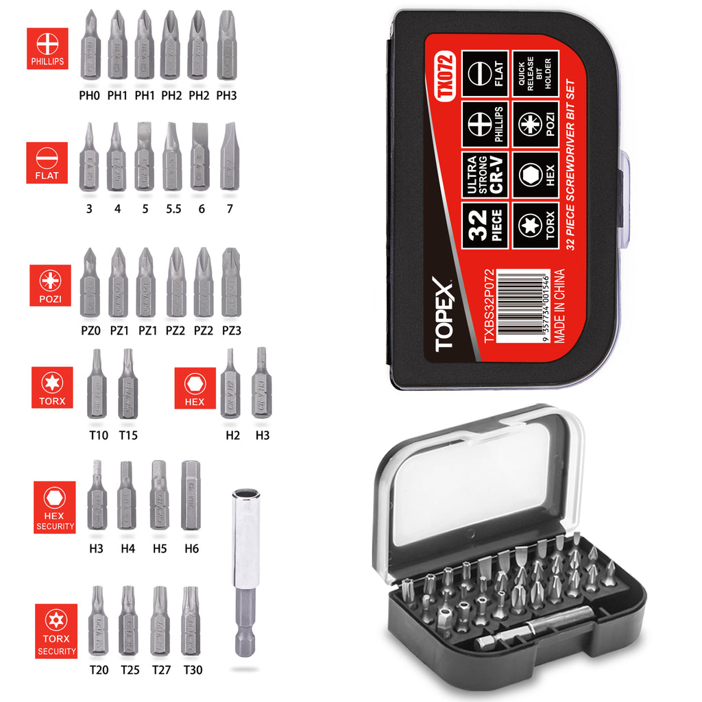 TOPEX 20V Max Cordless Hammer Drill w/ Li-Ion Battery & Screwdriver Bit Set