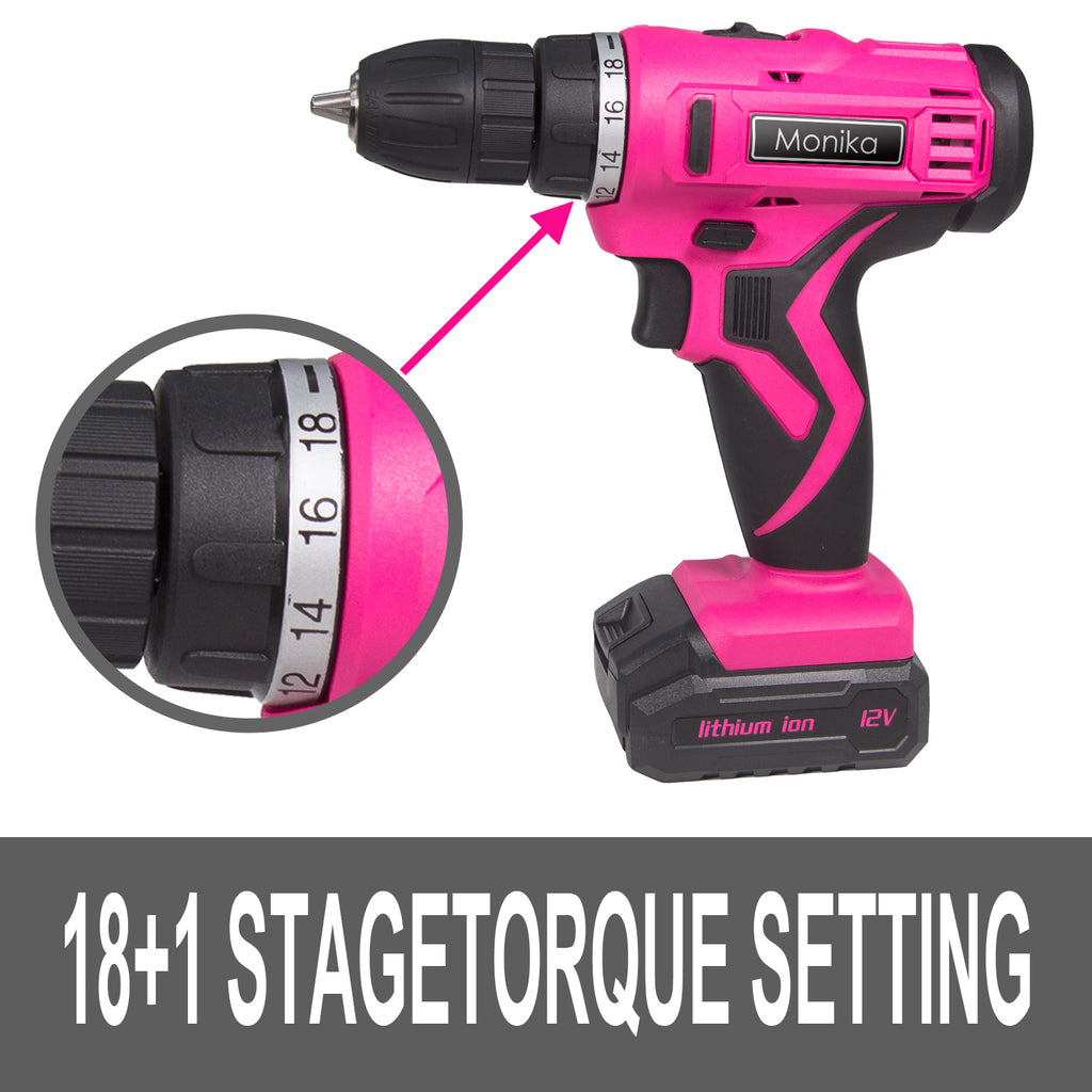Monika 12V Pink Lithium Cordless Drill