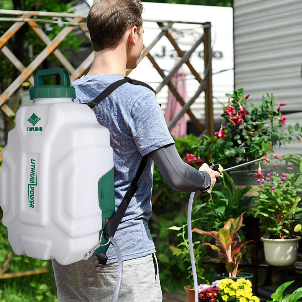 TOPLAND 20V Max 16L Lithium Backpack Sprayer Weed Control Fertilizing Watering