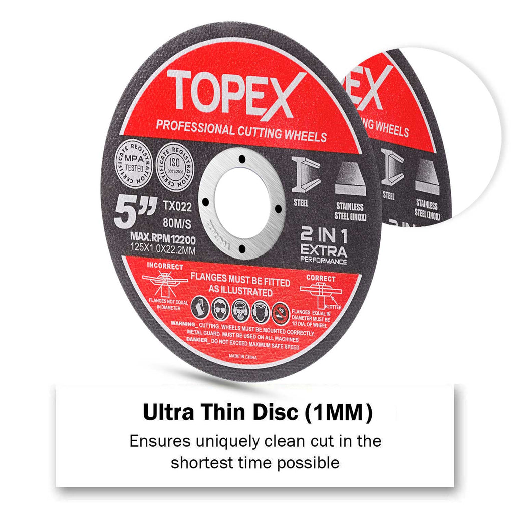 50-Piece 125mm 5" Professional Cutting Wheels Discs 2 in 1 Steel Inox Ultra Thin
