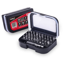 Load image into Gallery viewer, TOPEX 32-Piece CR-V Security Screwdriver Bit Set with Belt Clip Magnetic Driver Kit