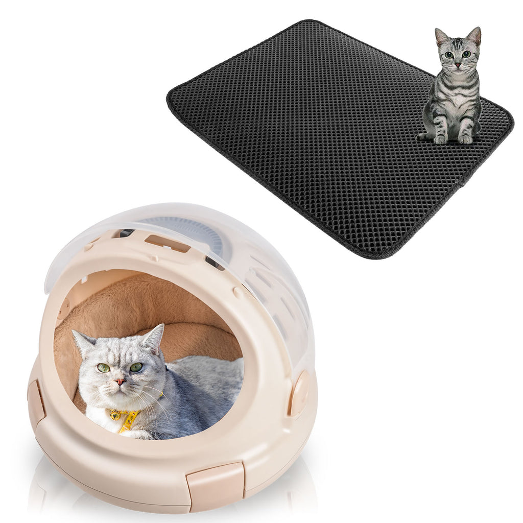 truepal Waterproof Cat Litter Mat Home 70 x 55cm w/Pet Basket/ Pet Carrier