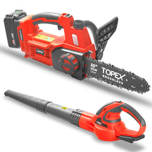 Load image into Gallery viewer, TOPEX 20V Cordless Chainsaw Leaf Blower Power Tool Combo Kit w/ 4.0Ah Battery
