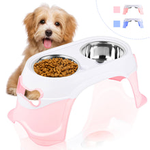 Load image into Gallery viewer, Dual Elevated Raised Pet Dog Puppy Feeder Bowl Stainless Steel Food Water Stand