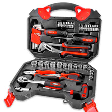 Load image into Gallery viewer, TOPEX 52-Piece Hand Tool Kit Portable Home/Auto Repair Set w/ Ratchet Wrench, Pliers ,Screwdriver Kits and Storage Case