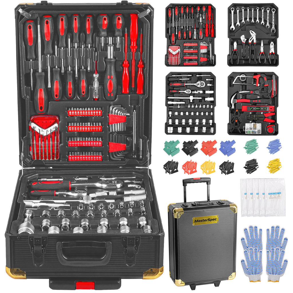 MasterSpec 1180pcs Professional Tool Set Aluminum Case Tool Kits w/ Ro ...