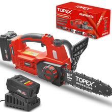 Load image into Gallery viewer, TOPEX Cordless Brushless Chainsaw Electric Saw w/ 20V 4.0AH Battery Fast Charger