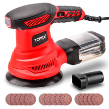 Load image into Gallery viewer, TOPEX 300W Random Orbital Sander Polisher Variable Speed +15pcs Sand Papers