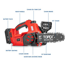 Load image into Gallery viewer, TOPEX Cordless Brushless Chainsaw Electric Saw w/ 20V 4.0AH Battery Fast Charger