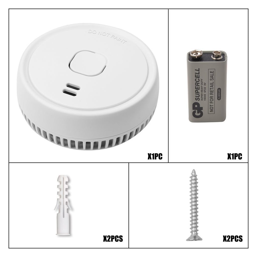 3PCs Smoke Alarm Fire Detector Photoelectric w/ 9V Battery 24m Australian Standard