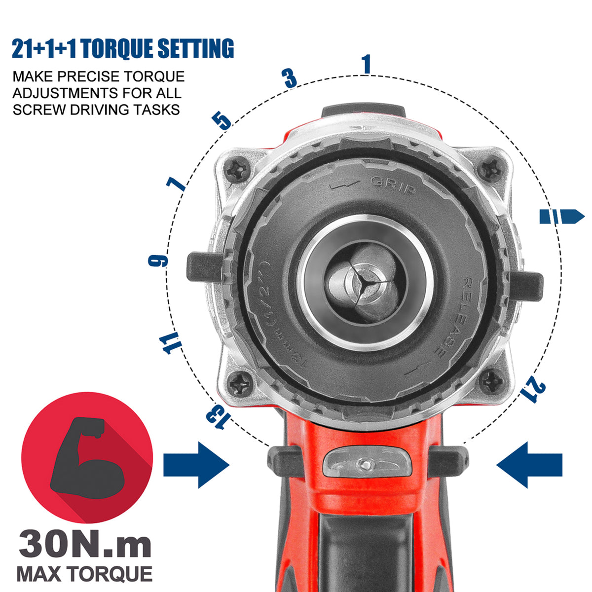 TOPEX 20V Lithium-Ion Cordless Drill Driver Impact Hammer drill w/ Bat ...