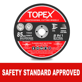 TOPEX 50-Piece 85mm Professional Cutting Wheels Discs 2 in 1 Steel Inox Ultra Thin