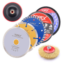 Load image into Gallery viewer, 20PCs 115mm Cutting Wheel Flap Grinding Disc Wire Brush Diamond Turo Blades Kit