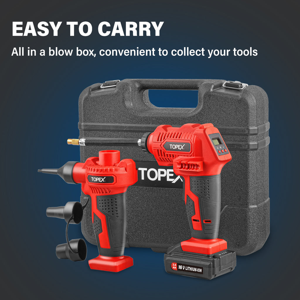 TOPEX 2IN1 Cordless High Volume & Pressure Inflator Deflator, Air Compressor Pump, Suitable for Tyres, Air Mattresses, Sports Equipments