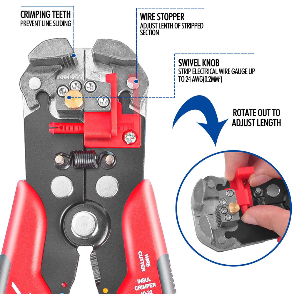 TOPEX 260-Piece Wire Stripper Self-Adjustable Crimper Plier Set Terminals Tools