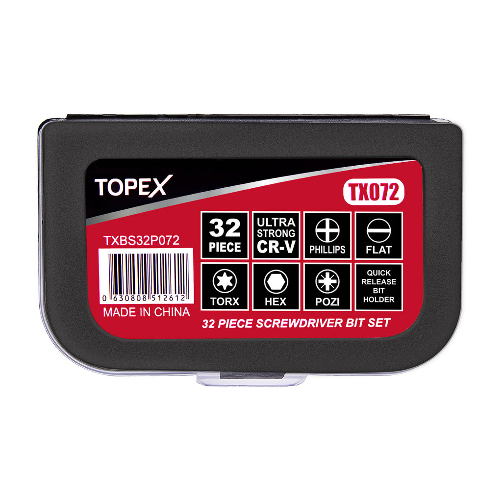 TOPEX 32-Piece CR-V Security Screwdriver Bit Set with Belt Clip Magnetic Driver Kit