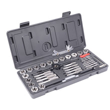 Load image into Gallery viewer, TOPEX 40 PCs Metric Imperial Tap and Die Set Screw Thread Drill Kit Pitch Gauge M3-M12