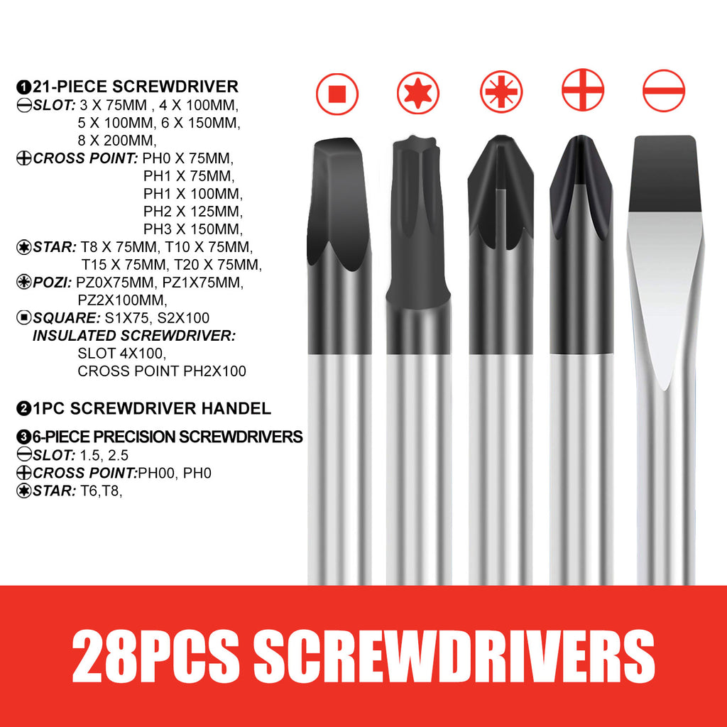TOPEX 100 PCs Screwdriver Set Non-Slip Precision Screw Bits Sockets Kit w/ Oxford Bag
